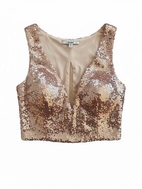 Papaya Gold Sequin Crop Top